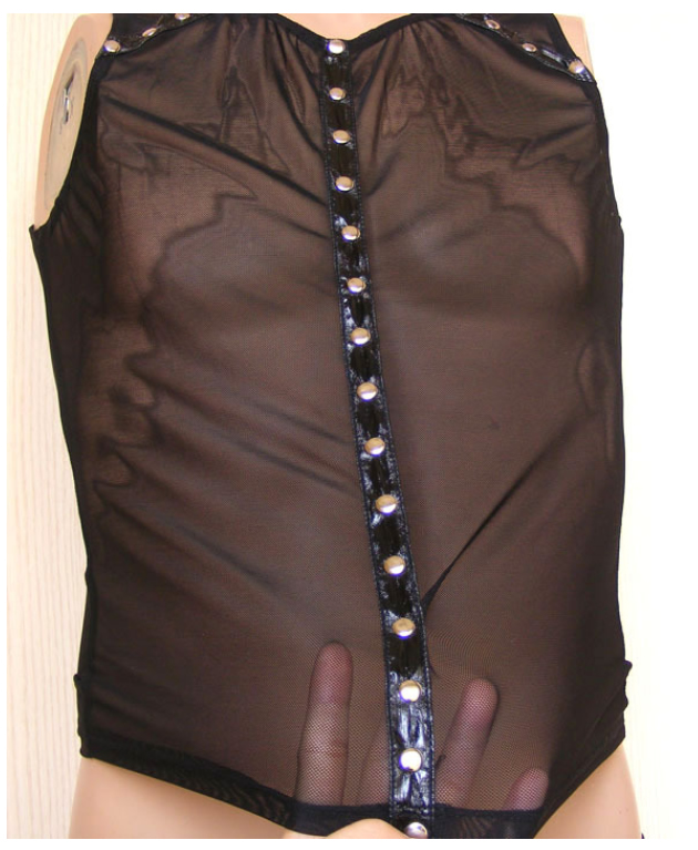 Male Sexy Lingerie Costume Transparent Gauze And Studded Patent Leather Design Men Black Vest And Briefs Clubwear Dancing Dress Cheap Price Wholesale